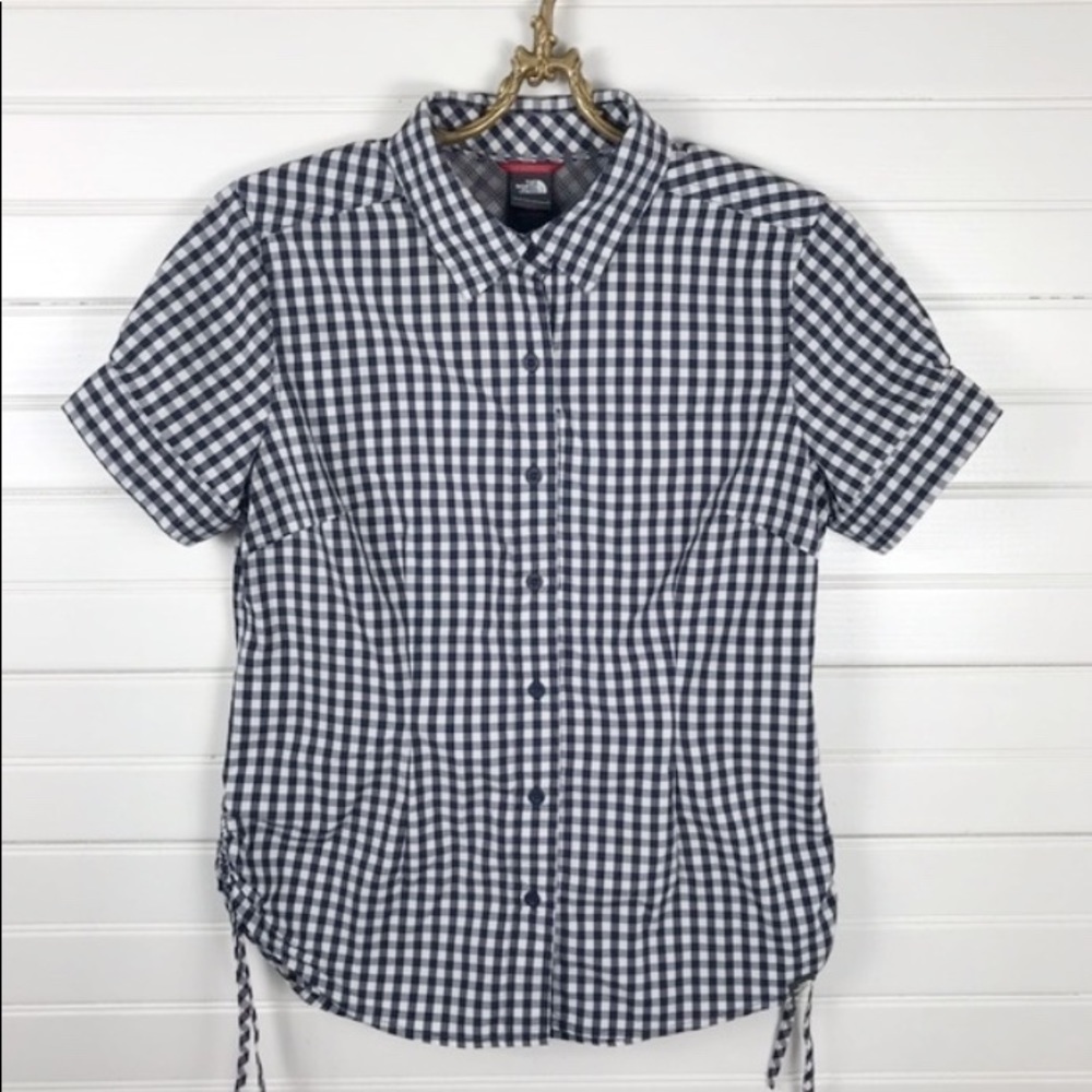 The North Face Check Pattern Side Tie Blouse Size Medium